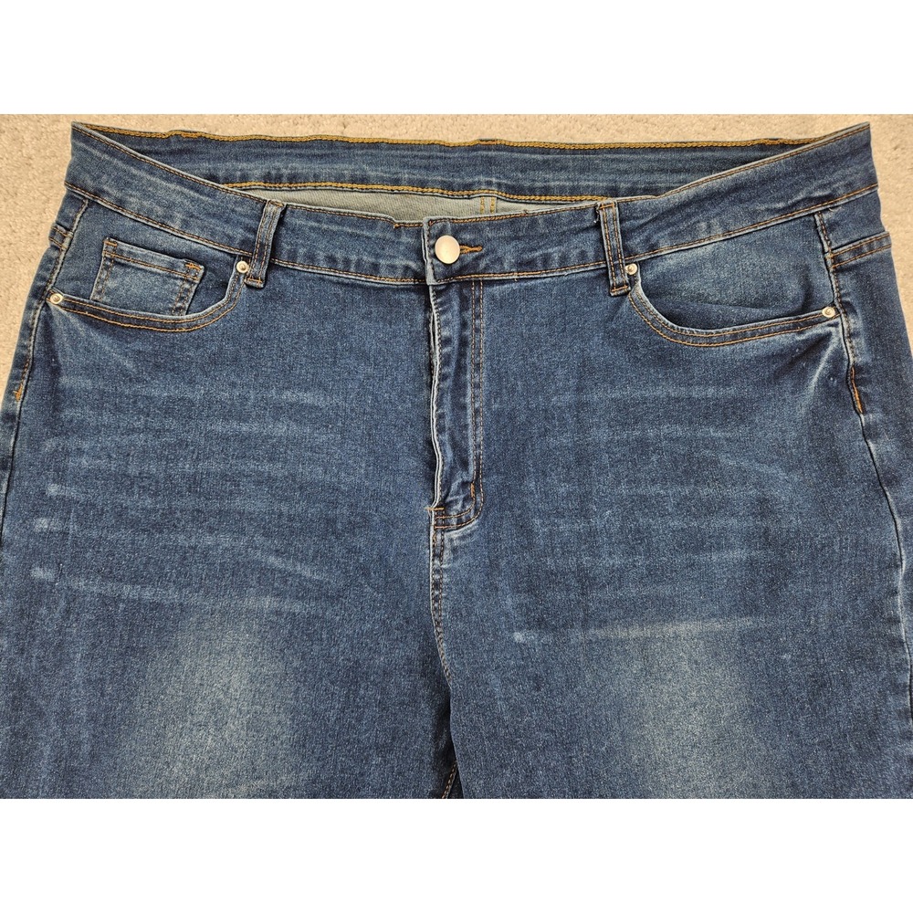 Unbranded Women's High Rise Whiskered Straight Leg Jeans Plus Size 40x27 - Picture 3 of 9